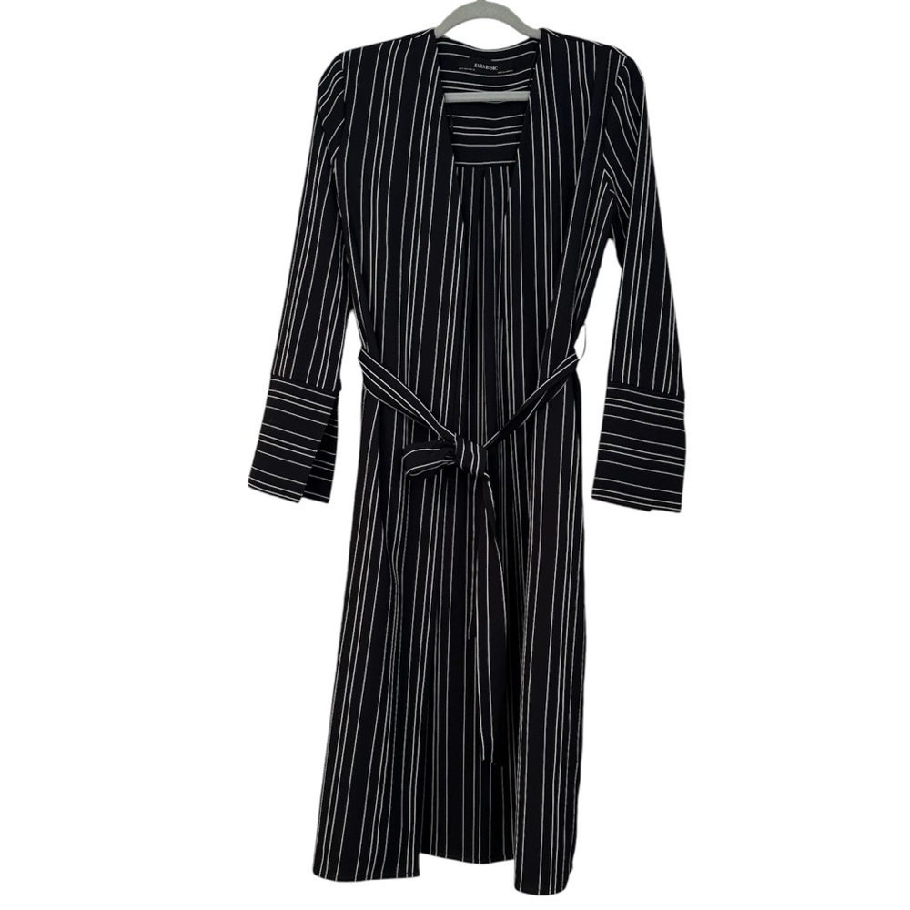 Zara Basics Kimono Longline Cardigan Striped Black & White Long Sleeve Size S